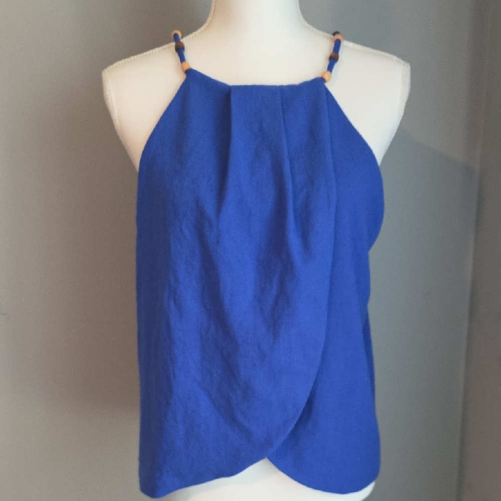 Intempo Blue Beaded Wrap Style Tank Top NWOT Size Large
